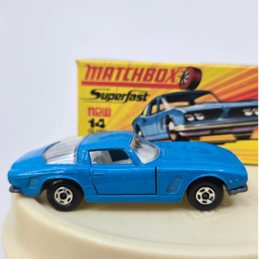 Vintage Matchbox Superfast No 14 Iso Grifo Blue Lesney England Original Box